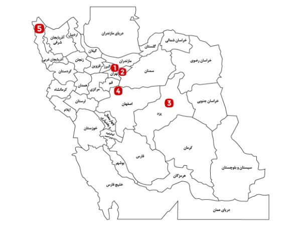 معادن سامان سنگ روی نقشه ایران فارسی